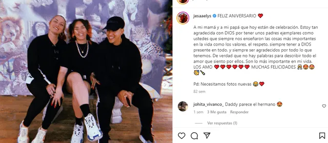 Jesaaelys dedica emotivo mensaje a sus padres Mireddys González y Daddy Yankee