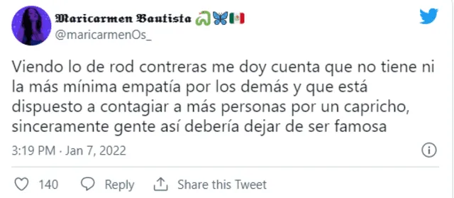 Usuarios critican el actuar de Rod Contreras tras haber revelado que adulteró una prueba positiva de COVID-19. Foto: Twitter Usuarios critican el actuar de Rod Contreras tras haber revelado que adulteró una prueba positiva de COVID-19. Foto: Twitter