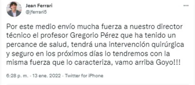 Ferrari informó sobre la situación actual del estratega uruguayo.