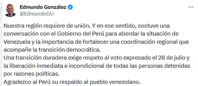 Tuit de Edmundo Gonzáles.   