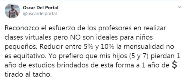 Captura de pantalla del Twitter de Óscar Del Portal.