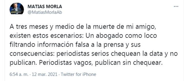 Publicación de Matias Mora en Twitter.