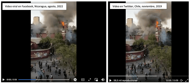 Comparación entre el video viral en Facebook (izquierda) y el que fue publicado en 2019 (derecha). Foto: composición LR/Facebook/Twitter