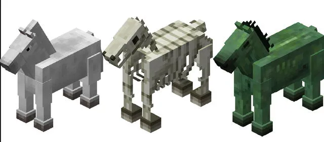 Existen tres tipos de caballos:  normal, esqueleto y zombie. Foto: composición/minecraft.net