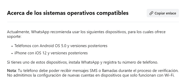  Publicación de Meta sobre dispositivos compatibles con WhatsApp. Foto: Meta   