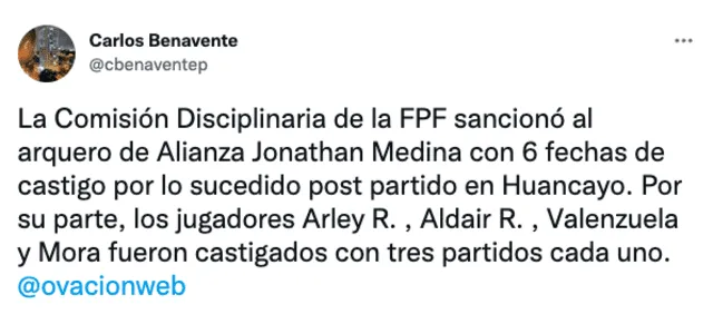 Sanción a los jugadores de Alianza Lima