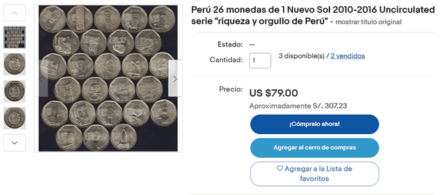 Monedas de colección de S/1 del 2010 al 2016