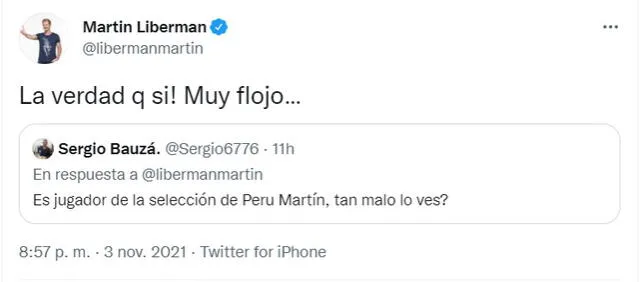 El periodista argentino tiene más de 700.000 seguidores en su cuenta de Twitter. Foto: @libermanmartin.