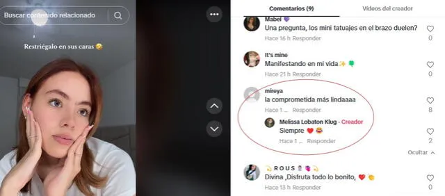  Melissa Lobatón sorprende al lucir anillo de compromiso en su TikTok. Foto: TikTok   