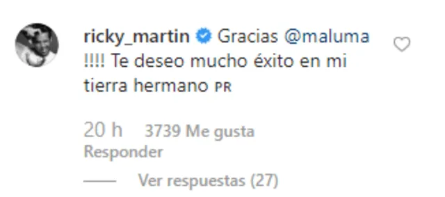 Ricky Martin agradece a Maluma