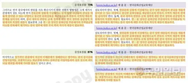 Párrafos de la conclusión de la tesis analizados en Copy Killer. Foto: Kookmin Ilbo Párrafos de la conclusión de la tesis analizados en Copy Killer. Foto: Kookmin Ilbo