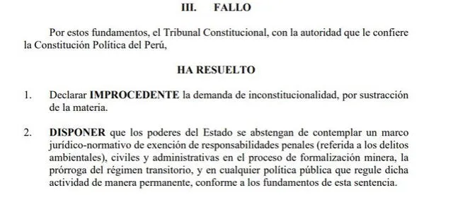 Sentendencia del TC rechazó impunidad en reinfo.   