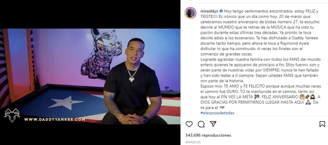 Mensaje de Mireddys González a Daddy Yankee tras anunciar su retiro de la música