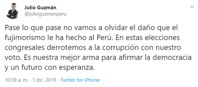 Tuit de Julio Guzmán.