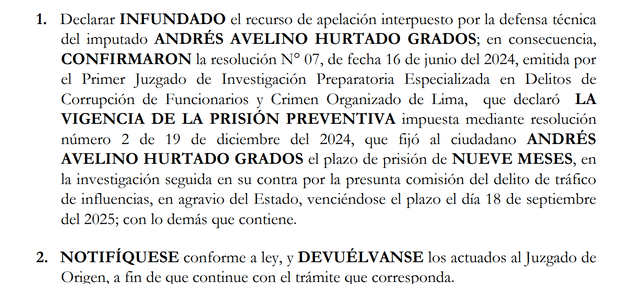 PJ rechaza apelación y ratifica prisión preventiva. PJ rechaza apelación y ratifica prisión preventiva.