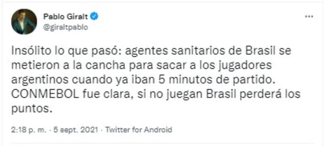 Pablo Giralt dio algunos alcances de lo que puede suceder en el Argentina vs Brasil.