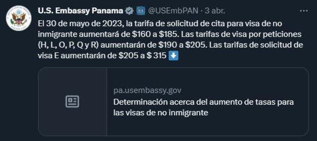 Visa Americana: ¿Cuál sera su nuevo precio y desde cuando sera el aumento? | Embajada de Estados Unidos en Panamá | Visa Americana Panamá | Visa | Panamá | LRTMP 