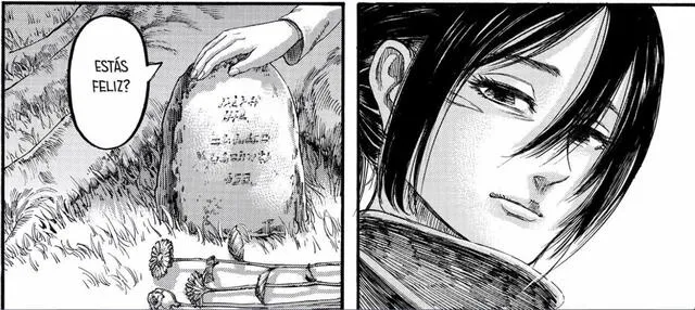 Mikasa junto a la tumba de Eren. Foto: Bessatsu Shonen Magazine