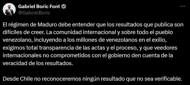 boric sobre venezuela