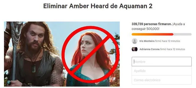 Amber Heard actualización de Chang.org