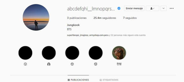 BTS en Instagram: perfil de Jungkook. Foto: captura