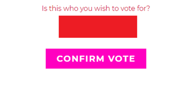 5.Confirma tu elección presionando el botón “CONFIRM VOTE”.