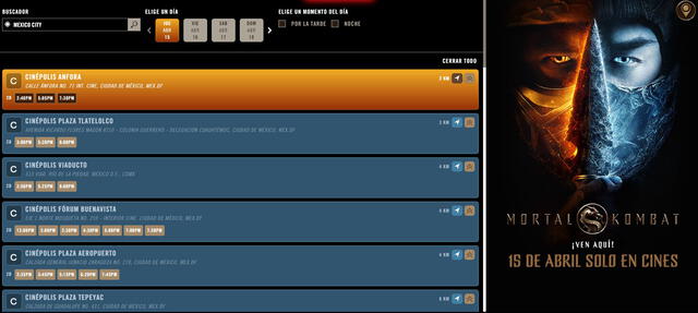 Mortal Kombat estrenará este jueves 15 a México. Foto: Cinepolis