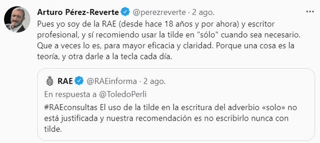  Arturo Pérez-Reverte criticó la decisión de la RAE en el 2021. Foto: @perezreverte / Twitter<br>    