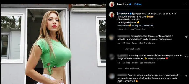 Fans de Lucecita reaccionan a revelación de la actriz sobre Dalila. Foto: capturas de Instagram<br>   