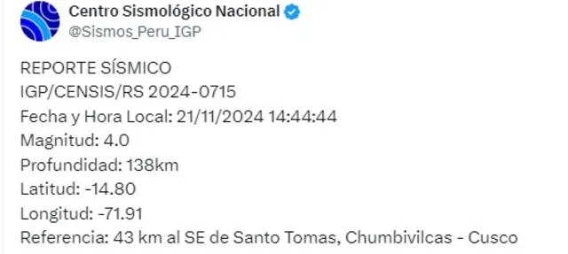 Sismo en Cusco