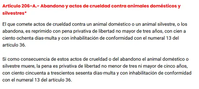  Artículo 206-A del Código Penal. Créditos: LP Derecho   