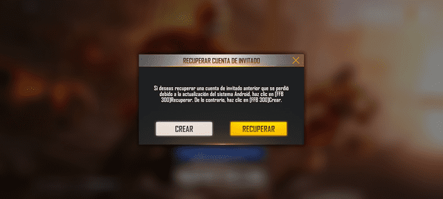 Aviso para recuperar tu cuenta de invitado en Free Fire. Foto: La República