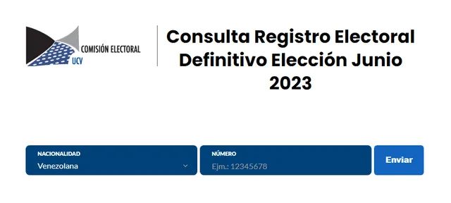 En el Registro Electoral Definitivo, podrás revisar toda tu información electoral para este viernes 9 de junio. Foto: captura/Comisión Electoral UCV.