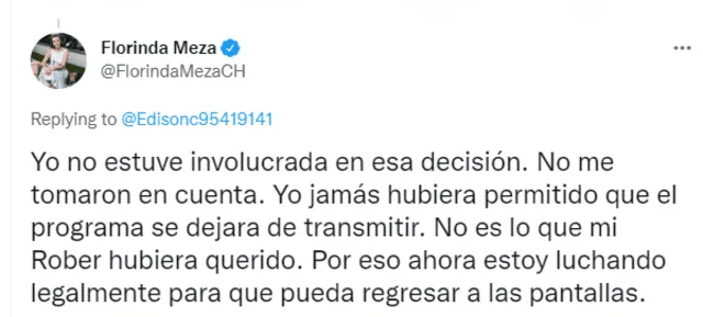 Segundo comentario de Florinda Meza respecto a la re transmisión del programa de Chespirito