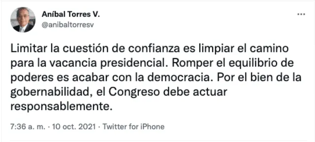 Twitter de Aníbal Torres