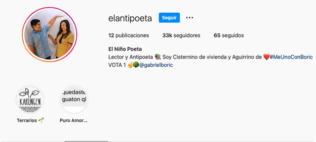 Perfil actualizado de El antipoeta. Foto: captura de pantalla.