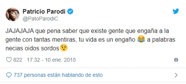 Patricio Parodi se pronuncia vía Twitter.