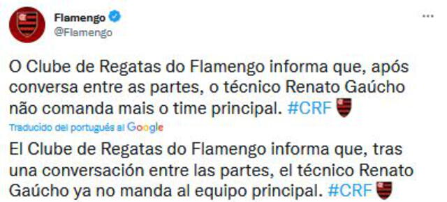 Renato Gaúcho no es más DT del Flamengo