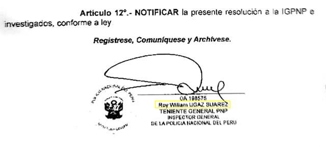 Resolución de la Inspectoría de la PNP. Foto: difusión