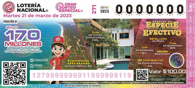 Gran Sorteo Especial 271. Foto: Lotería Nacional Gran Sorteo Especial 271. Foto: Lotería Nacional