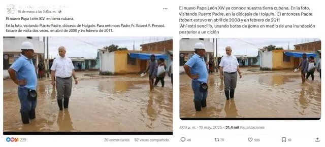 <em>Desinformación sobre el papa León XIV. Foto: captura de Facebook / X</em>   