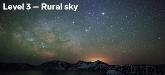 El nivel 3 clasifica los cielos rurales donde se aprecia la polvorienta Vía Láctea. Foto: Sriram Murali