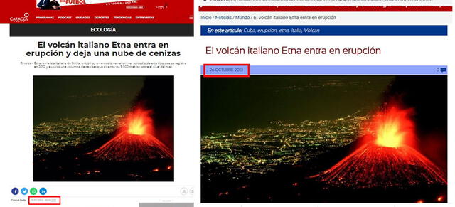 Foto en 2012 y 2013. Foto: captura en web "Cuba" y "Caracol".
