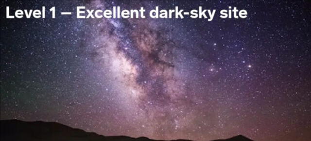 El nivel 1 clasifica los cielos más oscuros y los mejores para observar el cosmos. Foto: Sriram Murali