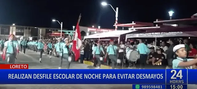 Municipalidad instaló luces para iluminar la zona del desfile. Foto: Captura Panamericana Televisión   