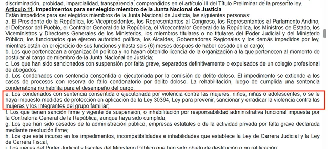 Artículo que Gino Ríos habría infringido.   