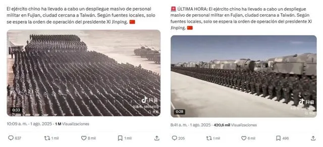<em>Desinformación sobre el conflicto entre China y Taiwán. Foto: captura de X</em>   