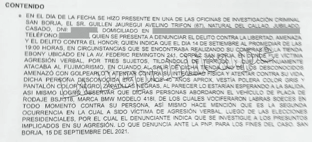Copia de la denuncia impuesta por Avelino Guillén.