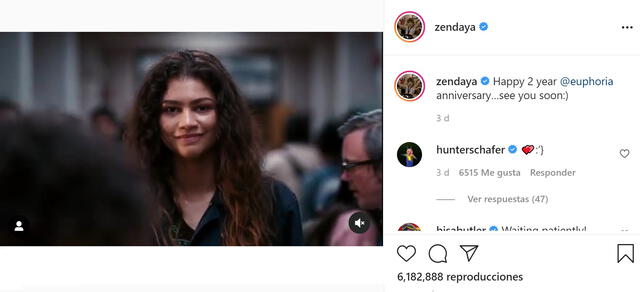 Zendaya revela nuevo adelanto de la segunda temporada de Euphoria. Foto: Instagram/@zendaya