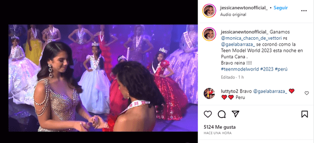 Reacción de Jessica Newton ante la coronación de Gaela Barraza como la nueva reina del Miss Teen Model World 2023   